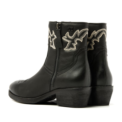 Solange Damen Leder Cowboy-Stiefeletten Black