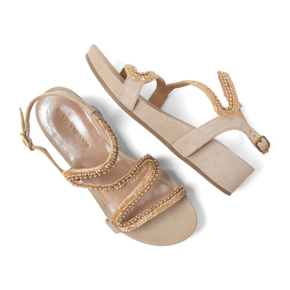 Aurelia Damen Wildleder-Sandalen Biscuit