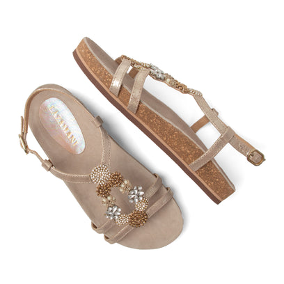 Fonda Damen Leder-Sandalen Biscuit
