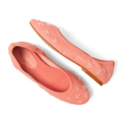 Gracia Damen Leder-Ballerinas Coral