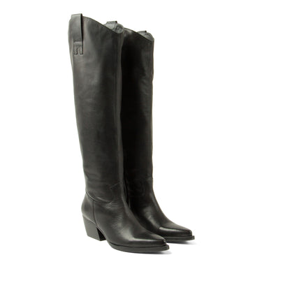 Adaline Damen Leder-Stiefel Black