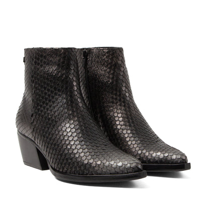 Phoebe Damen Leder-Stiefeletten Silver/Black