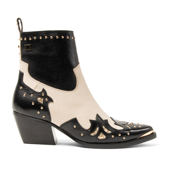 Kaia Damen Leder-Stiefeletten Black/White Kaia Damen Leder-Stiefeletten Black/White