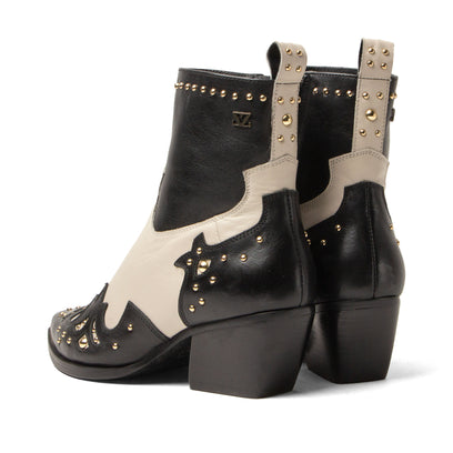 Kaia Damen Leder-Stiefeletten Black/White