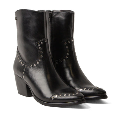 Kylie Damen Leder-Stiefeletten Black