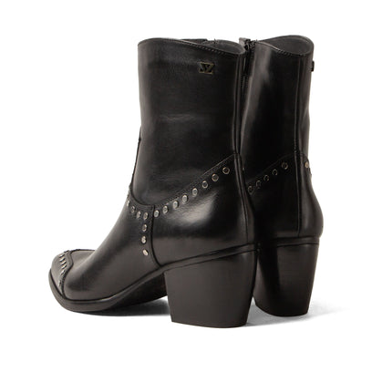 Kylie Damen Leder-Stiefeletten Black