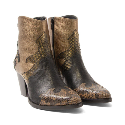 Stevie Damen Leder-Stiefeletten Gold