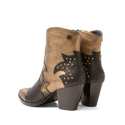 Stevie Damen Leder-Stiefeletten Gold