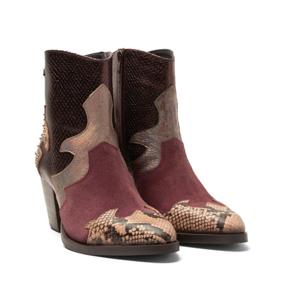 Stevie Damen Leder-Stiefeletten Merlot