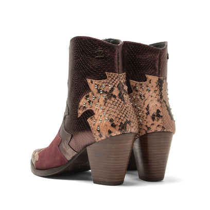 Stevie Damen Leder-Stiefeletten Merlot