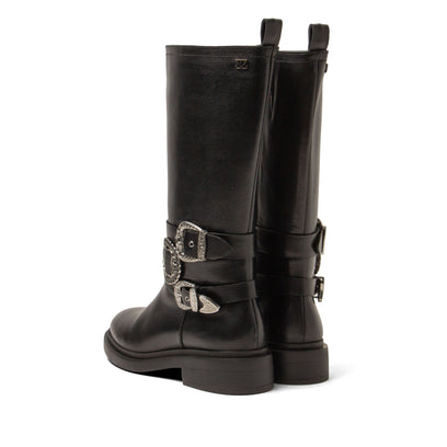 Clover Damen Leder-Stiefel Black
