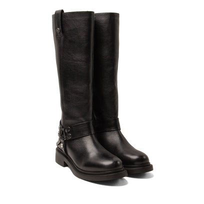 Leslie Damen Leder-Stiefel Black