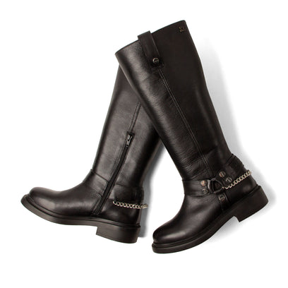 Leslie Damen Leder-Stiefel Black