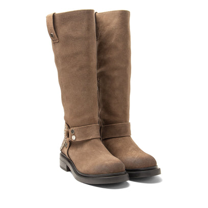 Leslie Damen Wildleder-Stiefel Taupe