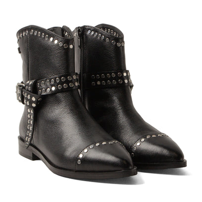 Zora Damen Leder-Stiefeletten Black