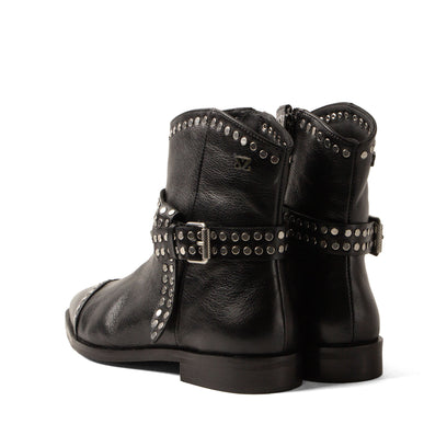 Zora Damen Leder-Stiefeletten Black