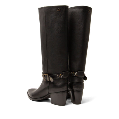 Jet Damen Leder-Stiefel Black