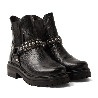 Jagger Damen Leder Chelsea-Boots Black