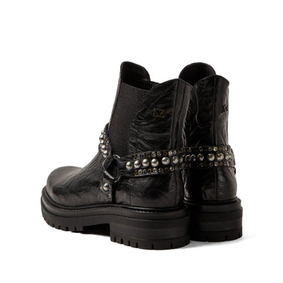 Jagger Damen Leder Chelsea-Boots Black