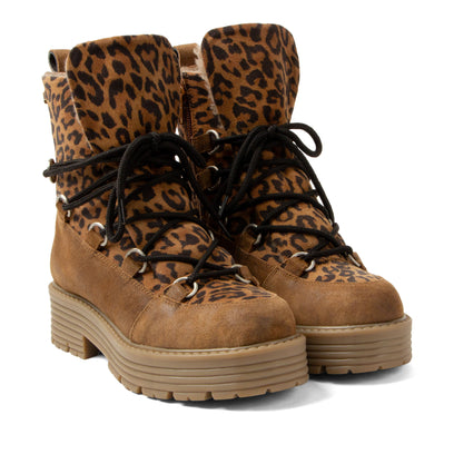 Desi Damen Wildleder-Schnürboots Tan/Leo