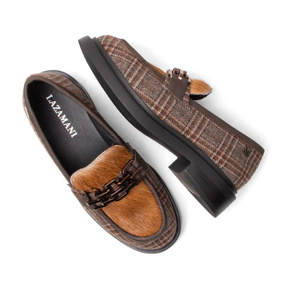 Oxford Damen Loafer Tartan Cognac