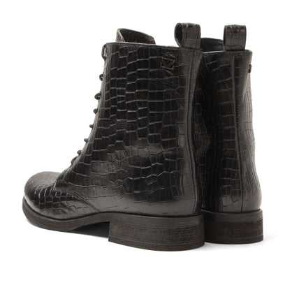 Nella Damen Leder-Schnürboots Black