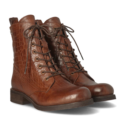 Nella Damen Leder-Schnürboots Black