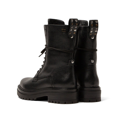 Jessie Damen Leder-Schnürboots Black