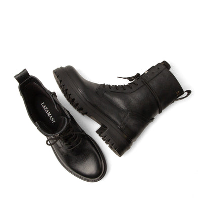 Jessie Damen Leder-Schnürboots Black