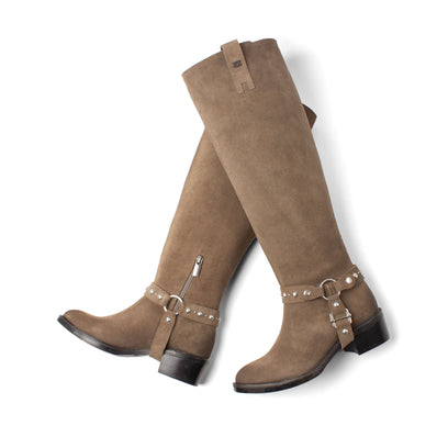 Fay Damen Wildleder-Stiefel Taupe