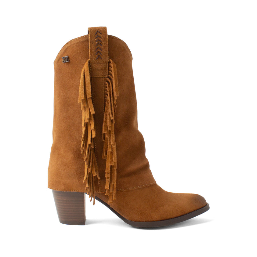 Emi Damen Wildleder-Stiefel Cognac