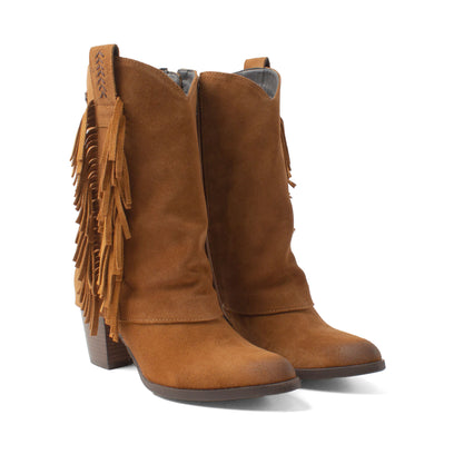 Emi Damen Wildleder-Stiefel Cognac