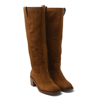 Elin Damen Wildleder-Stiefel Cognac