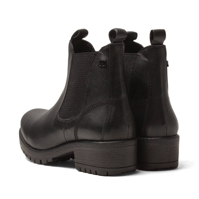 Lia Dames Leder Chelsea-Boots Black
