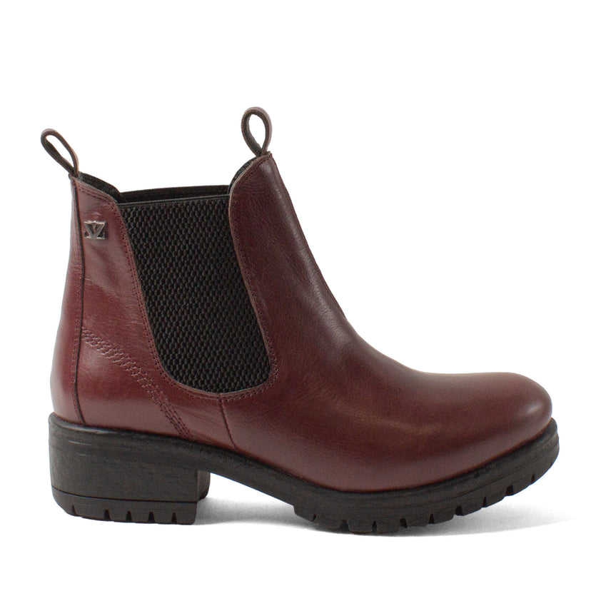 Lia Dames Leder Chelsea-Boots Burgundy
