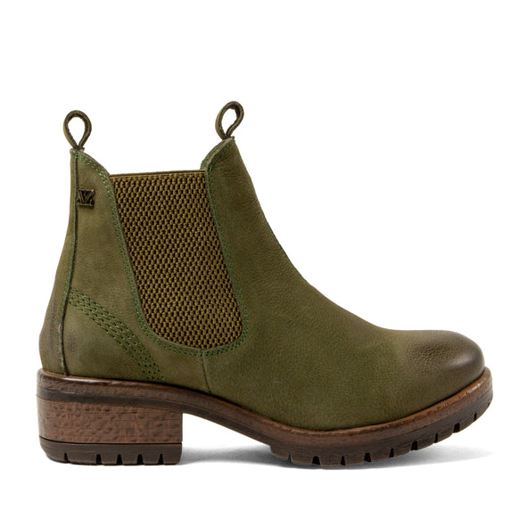 Lia Damen Leder Chelsea-Boots Green Lia Dames Leder Chelsea-Boots Green
