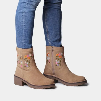 Monells Damen Wildleder-Boots Beige