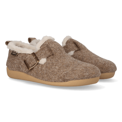 Moni-FP Damen Filz-Hausschuhe Taupe
