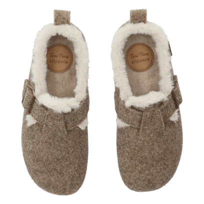Moni-FP Damen Filz-Hausschuhe Taupe
