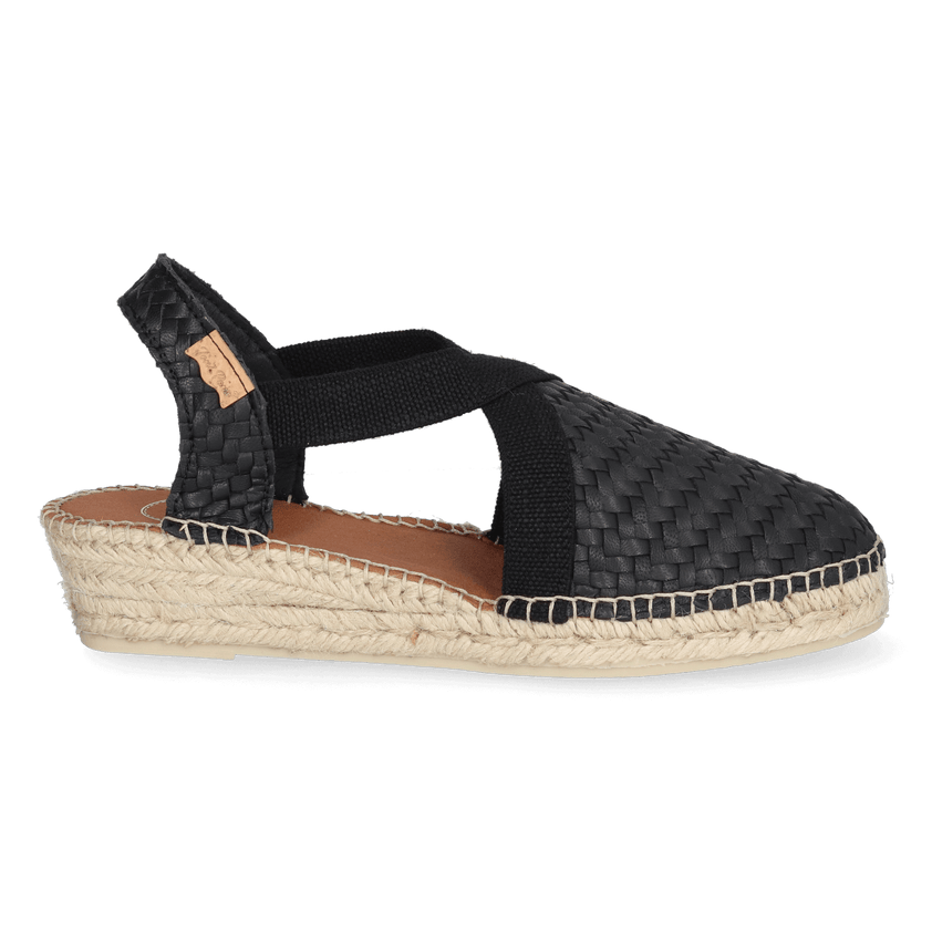 Siracusa Dames Leder-Espadrilles Negre