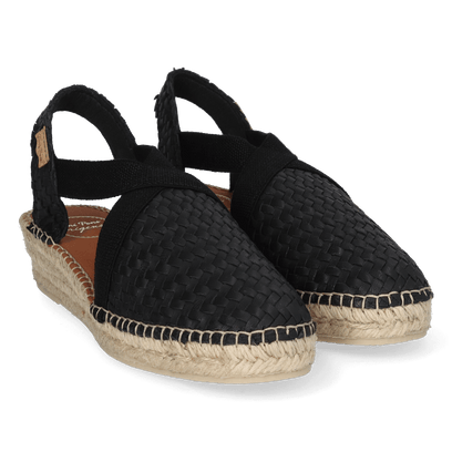 Siracusa Dames Leder-Espadrilles Negre