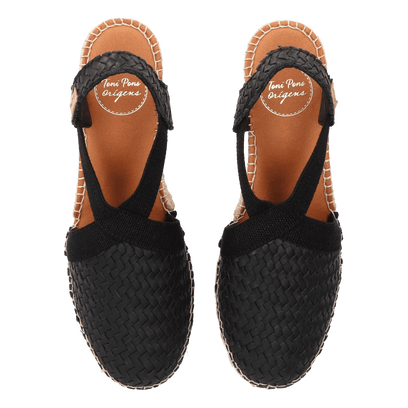 Siracusa Dames Leder-Espadrilles Negre