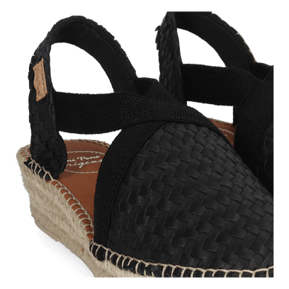 Siracusa Dames Leder-Espadrilles Negre
