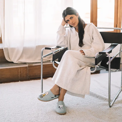 Snoopy Damen Filz-Hausschuhe Cel