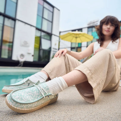 Wendy Espadrille Retro Palm Damen Halbschuhe Celadon Green/White