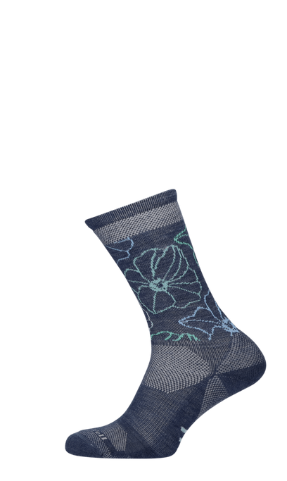 Petal Power Crew Damen Wandersocken 15-20 mmHg Denim