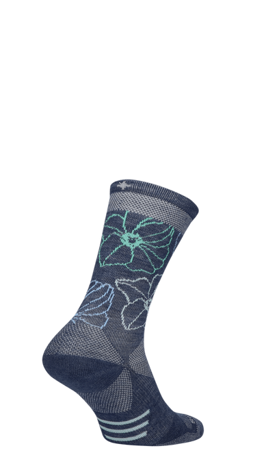 Petal Power Crew Damen Wandersocken 15-20 mmHg Denim