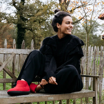 Rabara Wollfilz-Hausschuhe Red