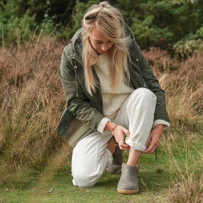 Rabara Maha Wollfilz-Hausschuhe Marbled Brown