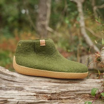 Rabara Maha Wollfilz-Hausschuhe Olive Green